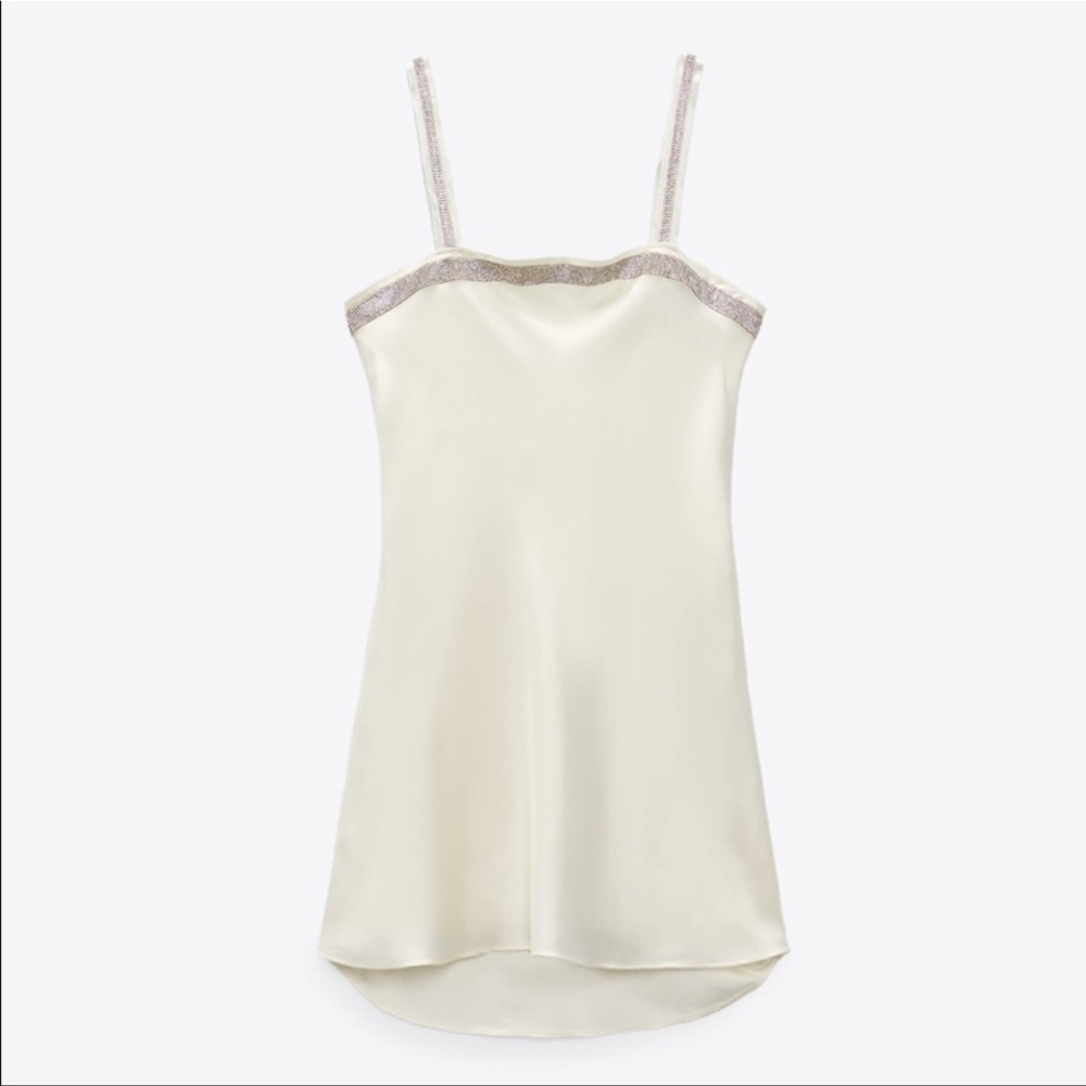 Zara Satin Effect Jewel Mini Dress Rhinestone Bridal 8631/338